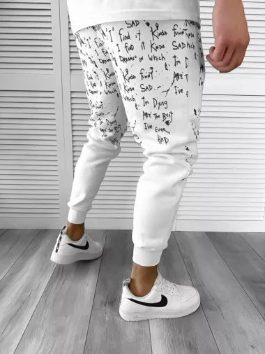 Pantaloni de trening albi conici 172 18-5